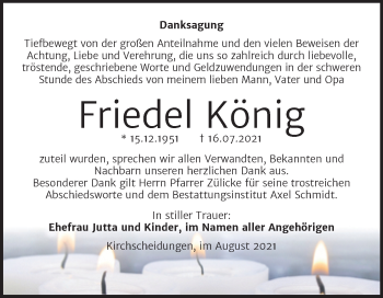 Traueranzeige von Friedel König von Wochenspiegel Naumburg/Nebra