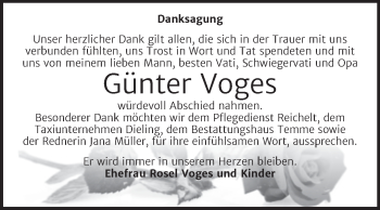 Traueranzeige von Günter Voges von Trauerkombi Bitterfeld