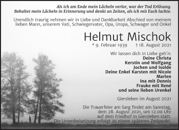 Traueranzeige von Helmut Mischok von Trauerkombi Aschersleben