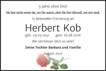 Traueranzeige von Herbert Kob von Trauerkombi Wittenberg
