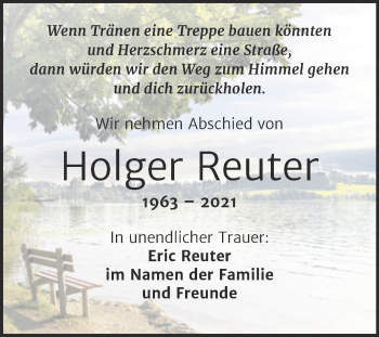 Traueranzeige von Holger Reuter von Mitteldeutsche Zeitung Halle/Saalkreis