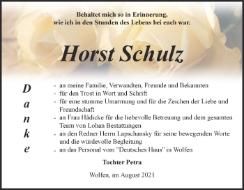 Traueranzeige von Horst Schulz von Trauerkombi Bitterfeld