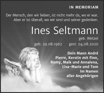 Traueranzeige von Ines Seltmann von Trauerkombi Bitterfeld