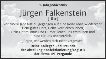 Traueranzeige von Jürgen Falkenstein von Trauerkombi Köthen