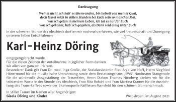 Traueranzeige von Karl-Heinz Döring von Trauerkombi Aschersleben