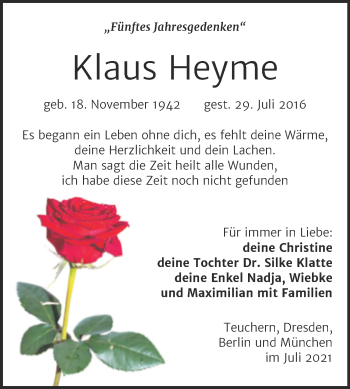Traueranzeige von Klaus Heyme von Trauerkombi Weißenfels