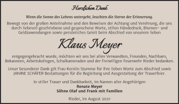 Traueranzeige von Klaus Meyer von Trauerkombi Quedlinburg