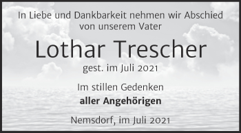 Traueranzeige von Lothar Trescher von Trauerkombi Merseburg