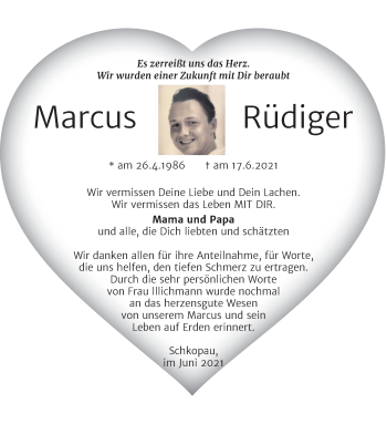 Traueranzeige von Marcus Rüdiger von Trauerkombi Merseburg