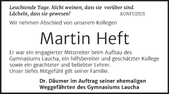 Traueranzeige von Martin Heft von Naumburger Tageblatt