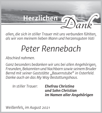 Traueranzeige von Peter Rennebach von Trauerkombi Weißenfels