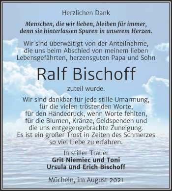 Traueranzeige von Ralf Bischoff von Trauerkombi Merseburg