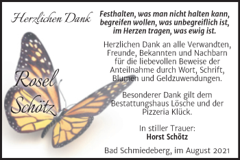 Traueranzeige von Rosel Schötz von Trauerkombi Wittenberg