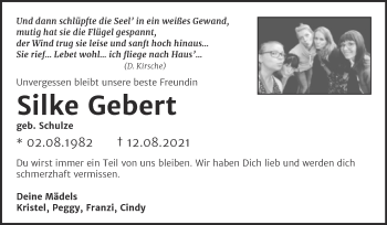 Traueranzeige von Silke Gebert von Trauerkombi Zeitz