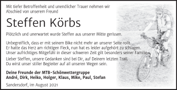 Traueranzeige von Steffen Körbs von Trauerkombi Bitterfeld