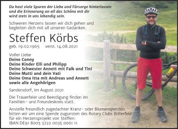 Traueranzeige von Steffen Körbs von Mitteldeutsche Zeitung Bitterfeld