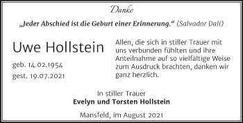 Traueranzeige von Uwe Hollstein von Trauerkombi Mansfelder Land