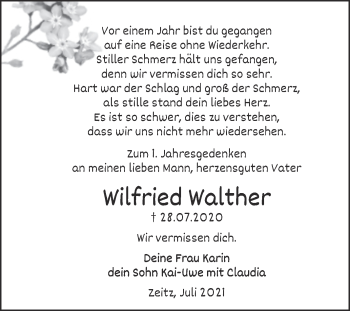 Traueranzeige von Wilfried Walther von Trauerkombi Zeitz