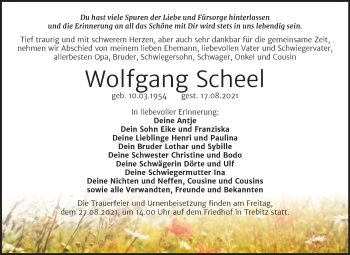 Traueranzeige von Wolfgang Scheel von Trauerkombi Wittenberg