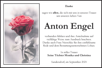 Traueranzeige von Anton Engel von Trauerkombi Bitterfeld