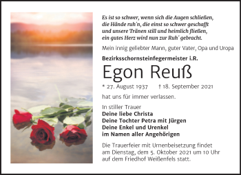 Traueranzeige von Egon Reuß von Trauerkombi Weißenfels