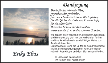 Traueranzeige von Erika Elias von Trauerkombi Merseburg