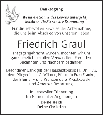 Traueranzeige von Friedrich Graul von Trauerkombi Dessau