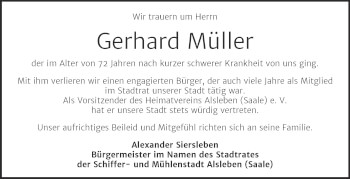 Traueranzeige von Gerhard Müller von Super Sonntag Bernburg