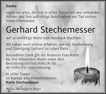 Traueranzeige von Gerhard Stechemesser von Wochenspiegel Naumburg/Nebra