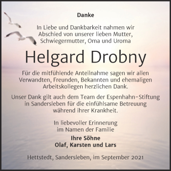 Traueranzeige von Helgard Drobny von Mitteldeutsche Zeitung Halle/Saalkreis