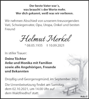 Traueranzeige von Helmut Merkel von Trauerkombi Zeitz