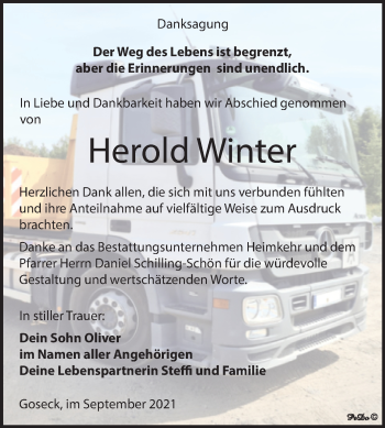 Traueranzeige von Herold Winter von Trauerkombi Weißenfels
