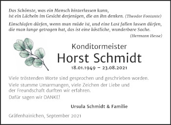 Traueranzeige von Horst Schmidt von Trauerkombi Wittenberg