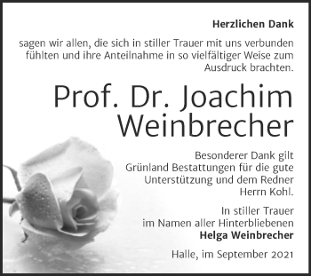 Traueranzeige von Joachim Weinbrecher von Mitteldeutsche Zeitung Halle/Saalkreis