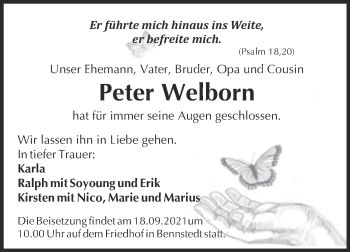 Traueranzeige von Peter Welborn von Mitteldeutsche Zeitung Halle/Saalkreis
