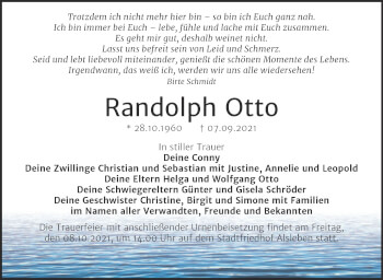 Traueranzeige von Randolph Otto von Trauerkombi Aschersleben