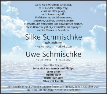 Traueranzeige von Silke Schmischke von Trauerkombi Wittenberg
