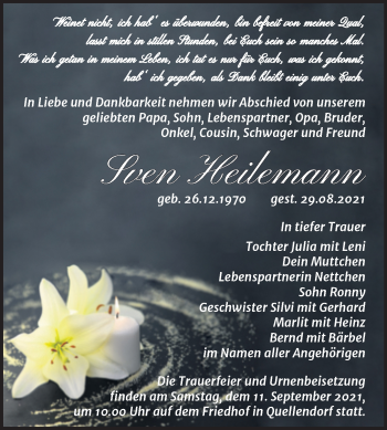 Traueranzeige von Sven Heilemann von Trauerkombi Köthen