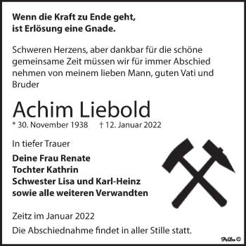 Traueranzeige von Achim Liebold von Trauerkombi Zeitz