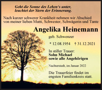 Traueranzeige von Angelika Heinemann von Trauerkombi Aschersleben