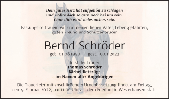 Traueranzeige von Bernd Schröder von Trauerkombi Quedlinburg