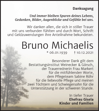Traueranzeige von Bruno Michaelis von Trauerkombi Bernburg