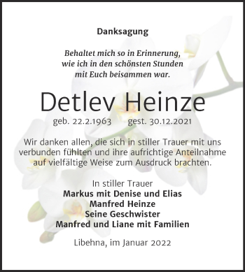 Traueranzeige von Detlev Heinze von Trauerkombi Köthen