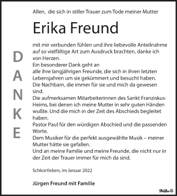 Traueranzeige von Erika Freund von Trauerkombi Weißenfels