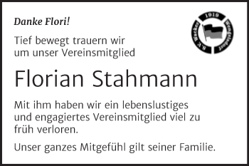 Traueranzeige von Florian Stahmann von Trauerkombi Weißenfels
