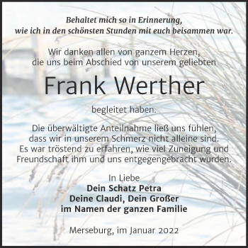 Traueranzeige von Frank Werther von Trauerkombi Merseburg