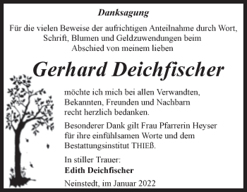 Traueranzeige von Gerhard Deichfischer von Trauerkombi Quedlinburg