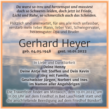 Traueranzeige von Gerhard Heyer von Trauerkombi Merseburg