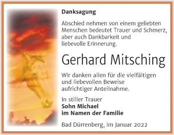 Traueranzeige von Gerhard Mitsching von Trauerkombi Merseburg