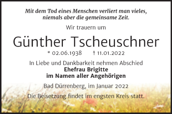 Traueranzeige von Günther Tscheuschner von Trauerkombi Merseburg